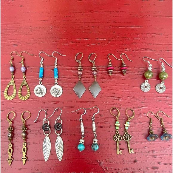 Earring Lot 10 Pair Hand Crafted Artisan Earrings Bohemian Earrings NEW # 193 - Picture 1 of 5
